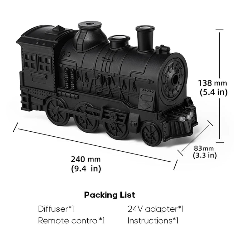 Train Essential Oil Diffuser shown with a six-bottle 10ml fragrance-oil gift set