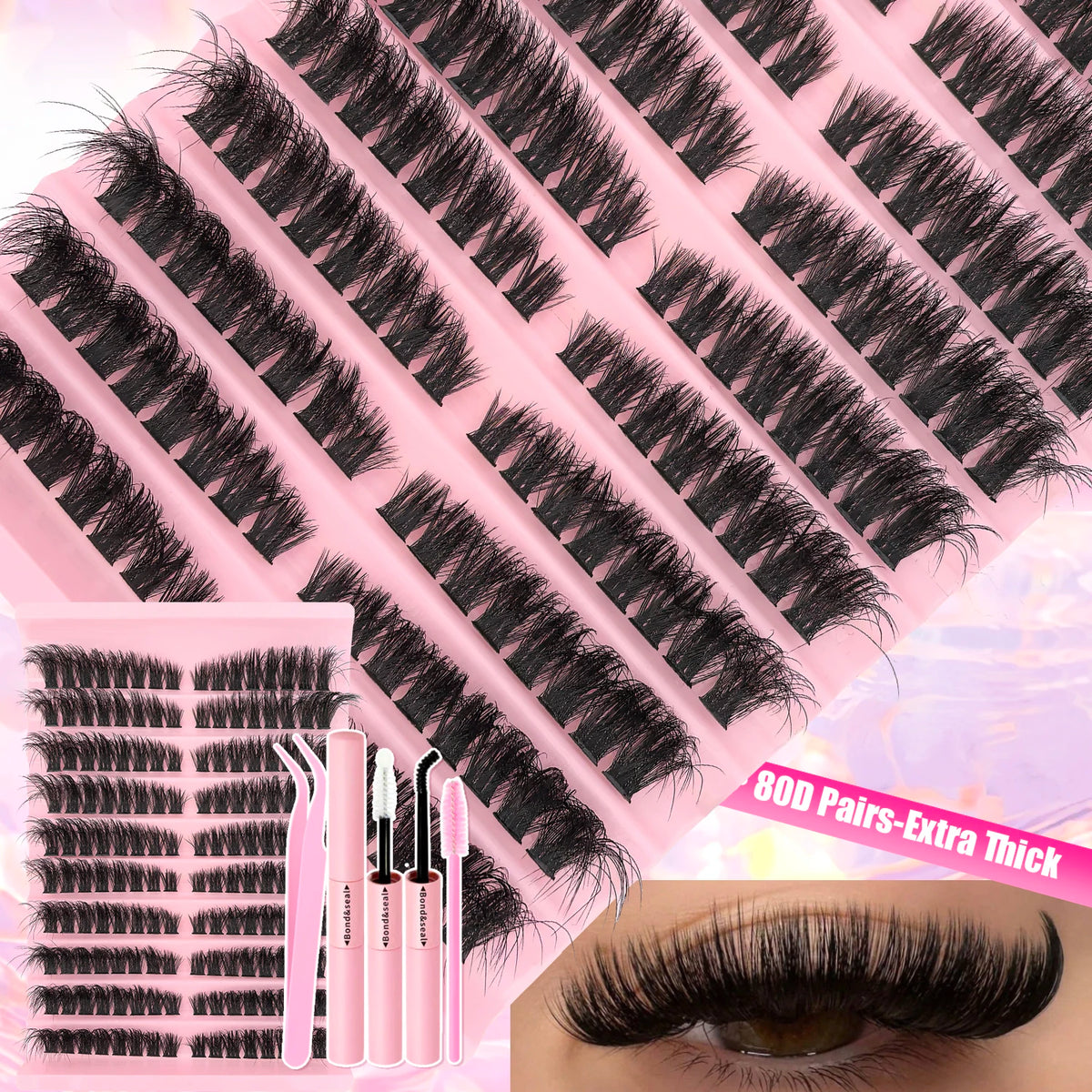 DIY lash extension kit with 720pcs wispy lash clusters