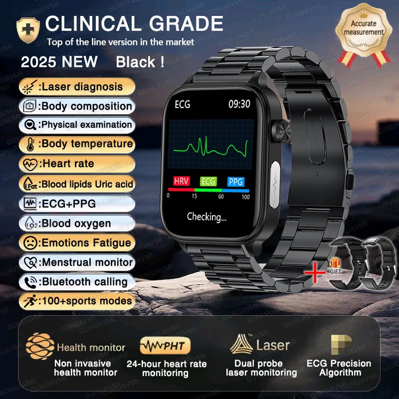2025 ECG+PPG AI Smartwatch – Health Diagnose, Heart Rate & BP Tracker