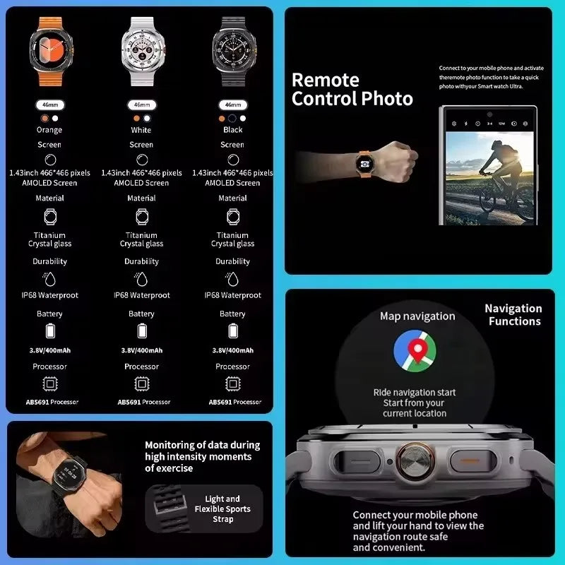 2025 DT Watch 7 Ultra Smartwatch 47mm AMOLED GPS NFC