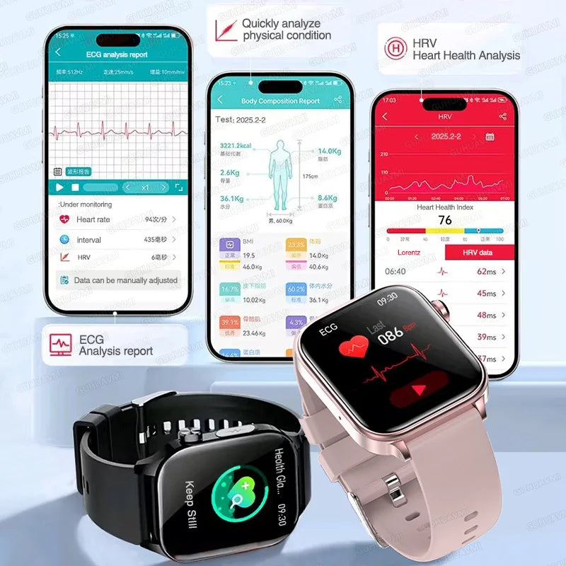 2025 ECG+PPG AI Smartwatch – Health Diagnose, Heart Rate & BP Tracker