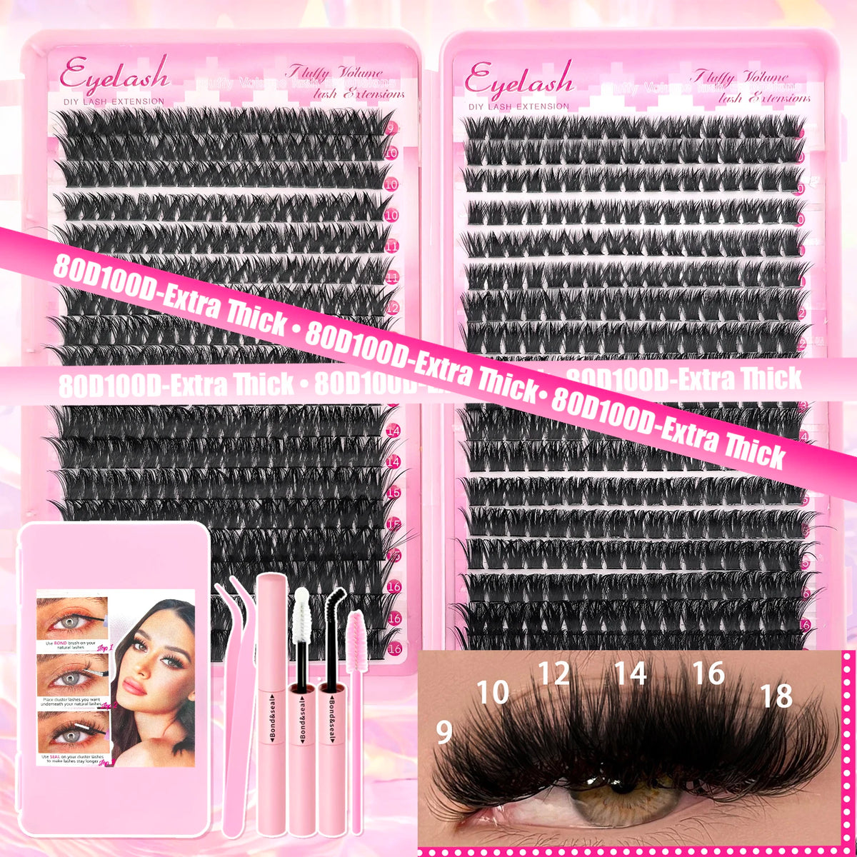 Wispy natural DIY lash extension kit for fuller-looking lashes