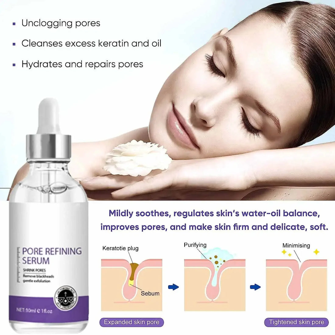 Pore Shrinking Serum Face Essence Tightening Skin Care
