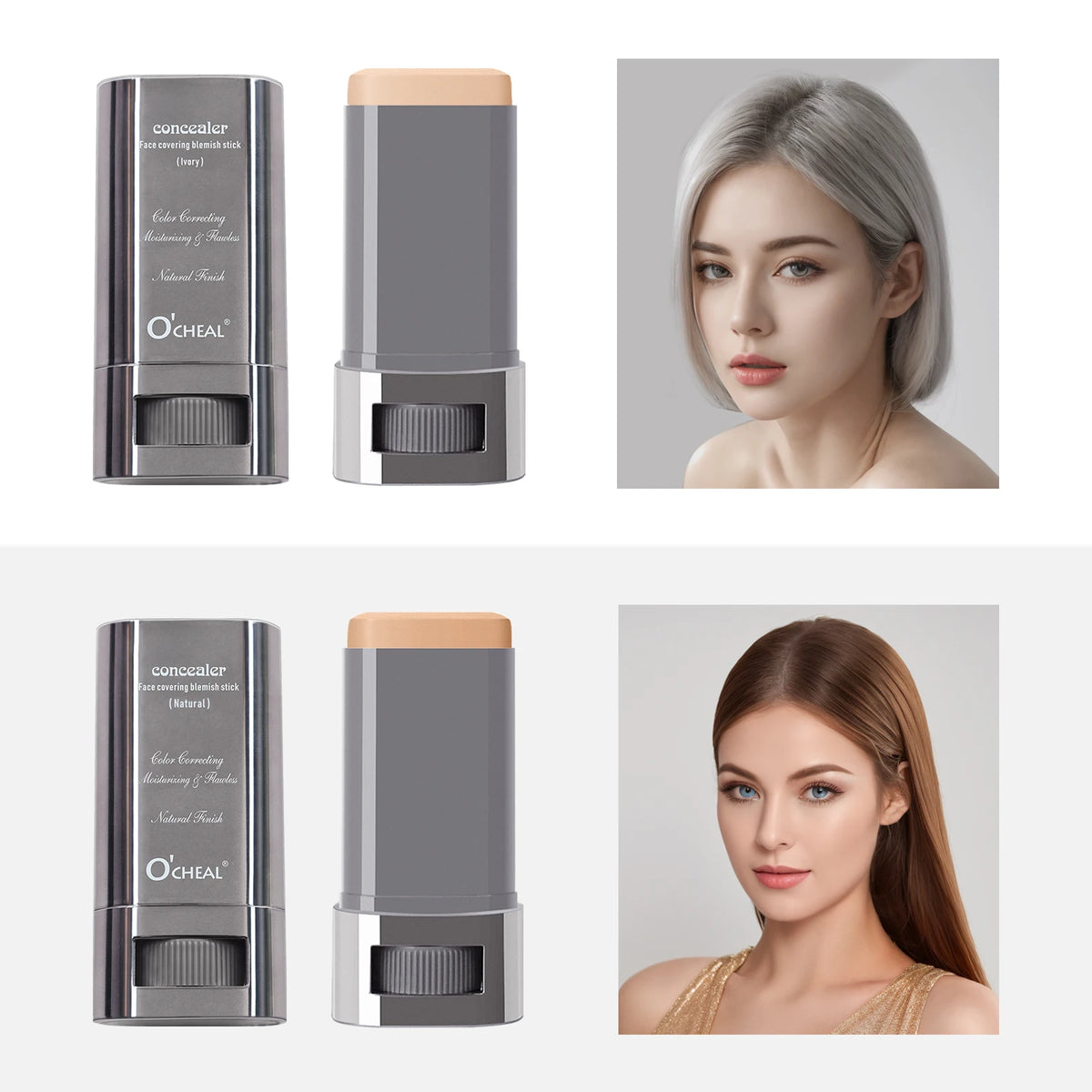 Face Foundation Contour Stick with dual-ended blending brush