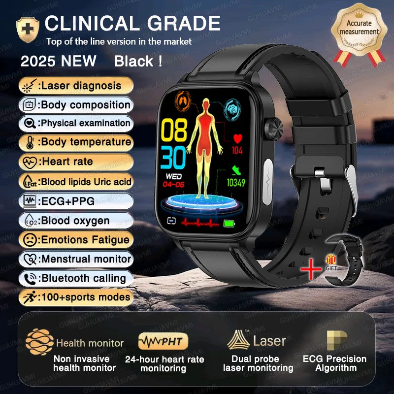 2025 ECG+PPG AI Smartwatch – Health Diagnose, Heart Rate & BP Tracker