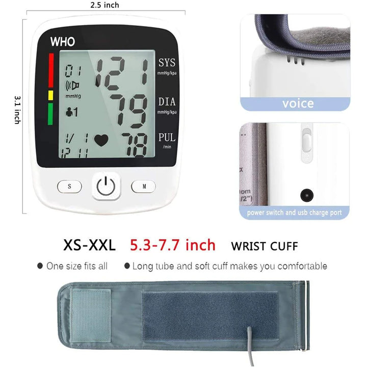 Rechargeable Wrist Blood Pressure Monitor
