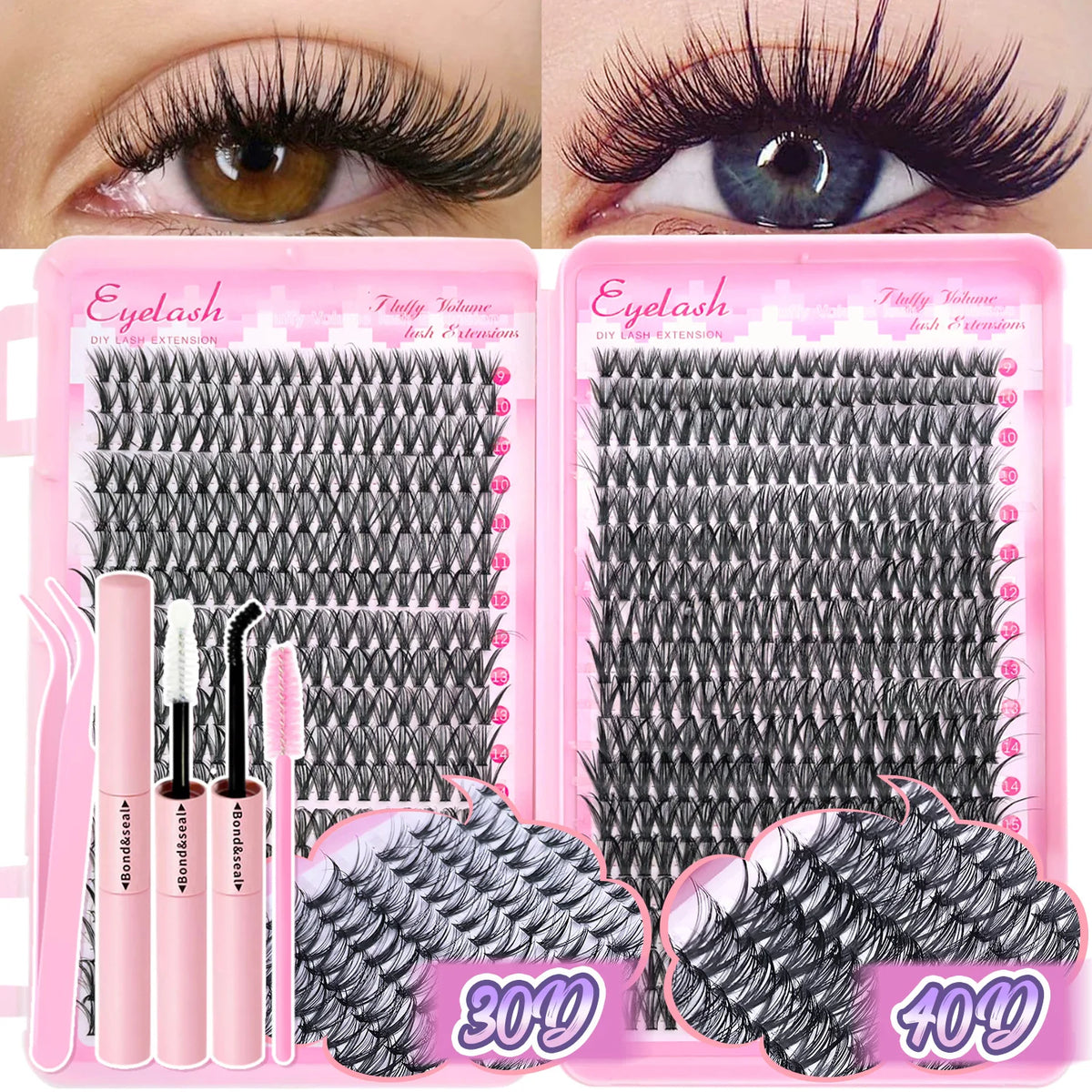 DIY lash extension kit with bond and seal for natural lashes