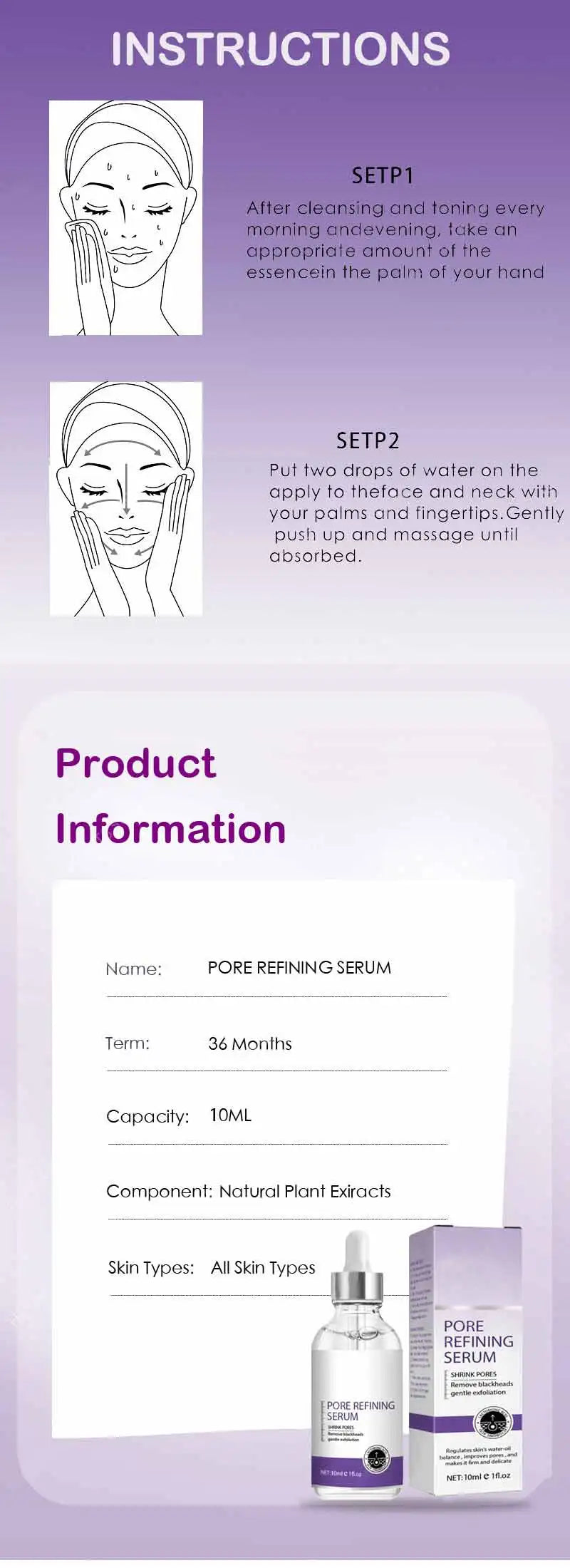 Pore Shrinking Serum Face Essence Tightening Skin Care
