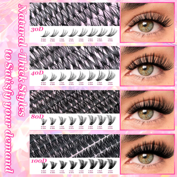 DIY lash extension kit with 720pcs wispy lash clusters