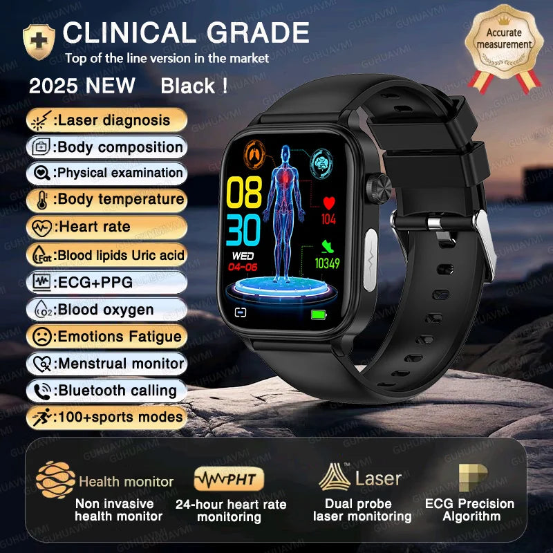 2025 ECG+PPG AI Smartwatch – Health Diagnose, Heart Rate & BP Tracker