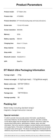 2025 DT Watch 7 Ultra Smartwatch 47mm AMOLED GPS NFC