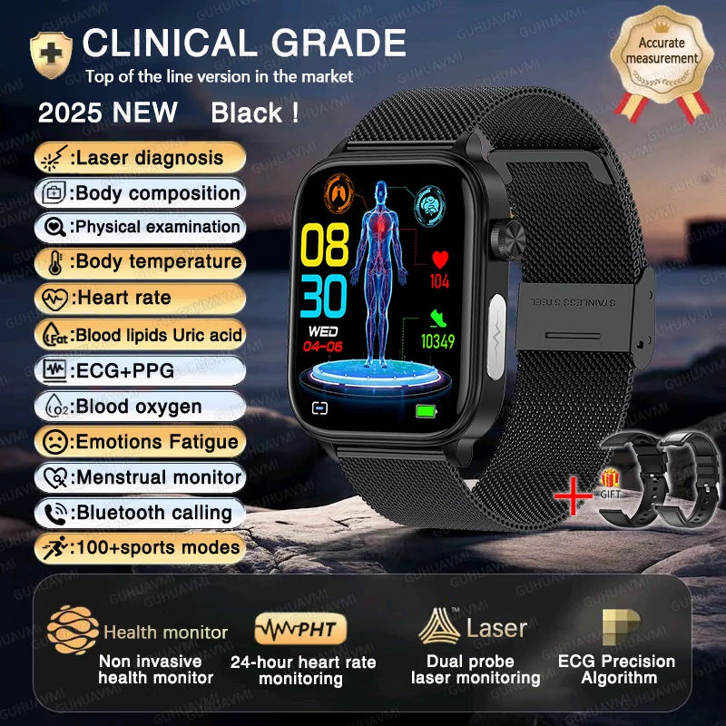 2025 ECG+PPG AI Smartwatch – Health Diagnose, Heart Rate & BP Tracker
