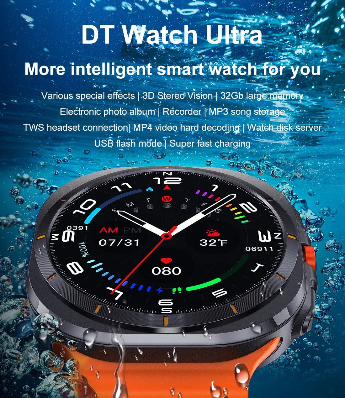 2025 DT Watch 7 Ultra Smartwatch 47mm AMOLED GPS NFC