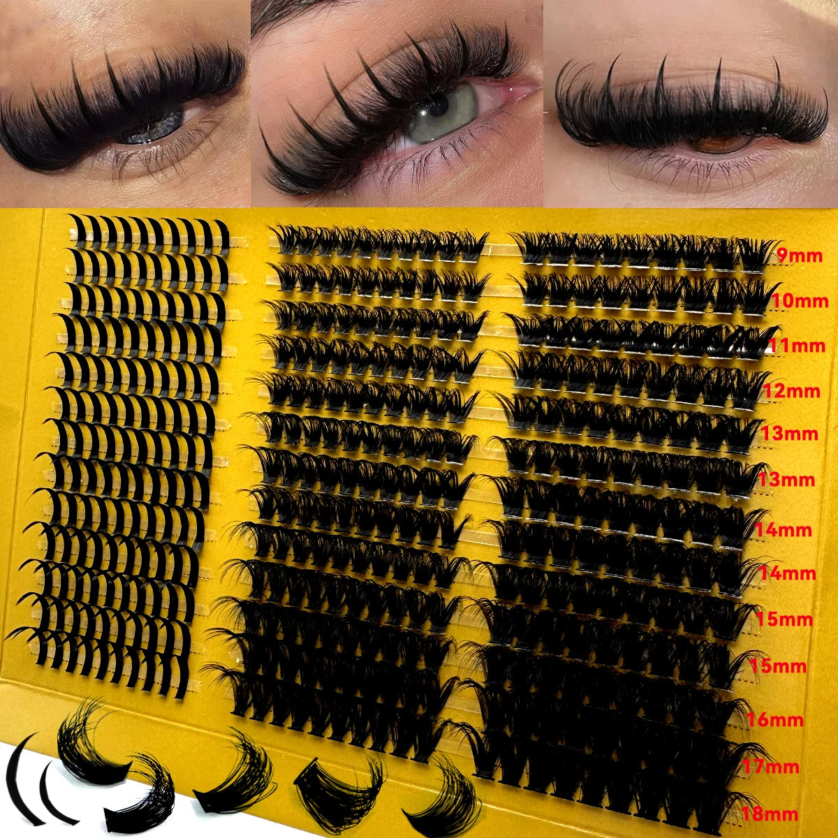 80D spiky lash clusters for bold wispy eye makeup
